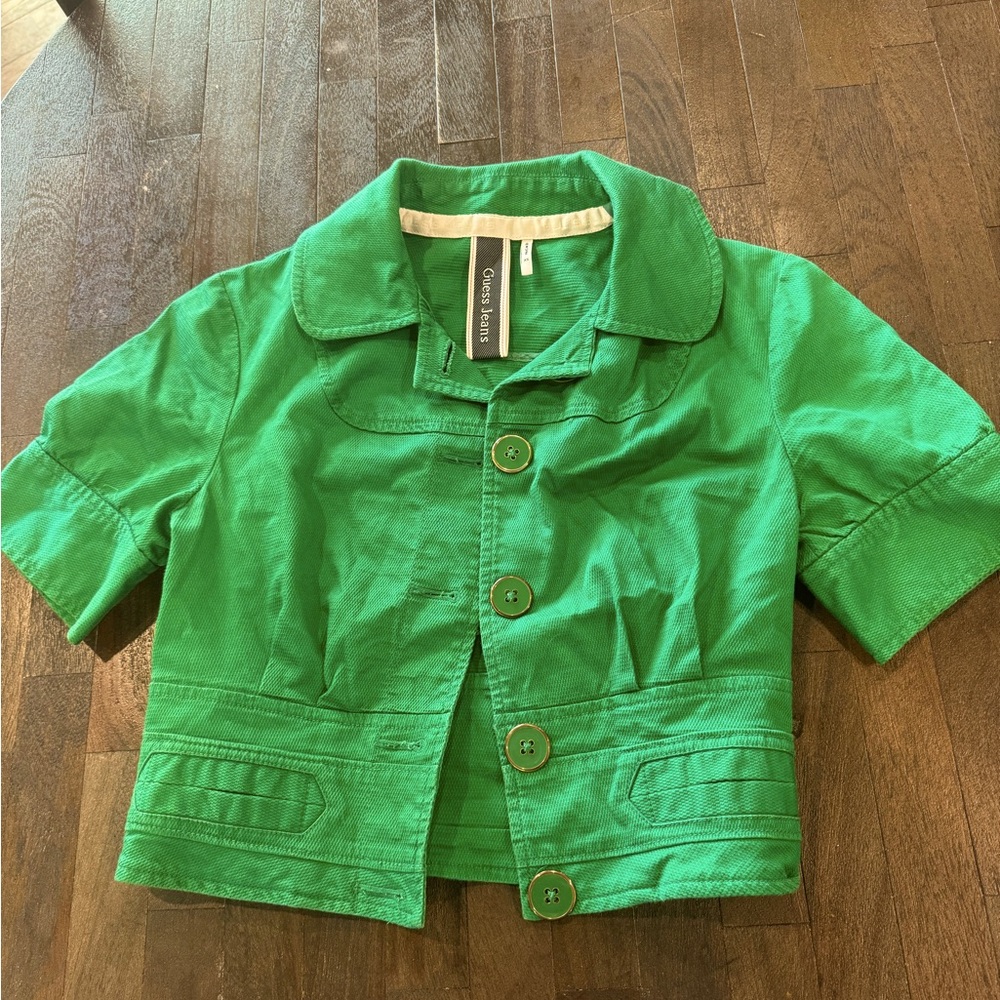 Guess Tailored Cropped Green Jacket size xs
